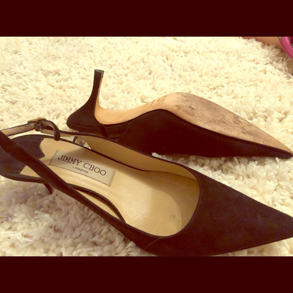 Used Jimmy Choo Erin black Suede Slingback Heel